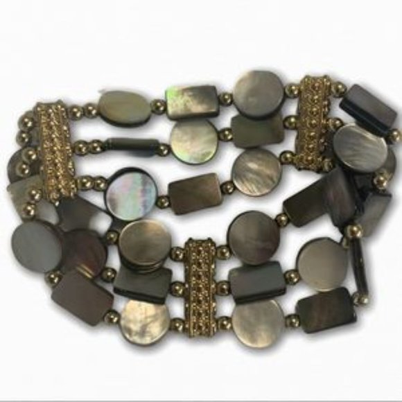 Chico’s Gold and Mother of Pearl Stretch B… - Picture 2 of 5